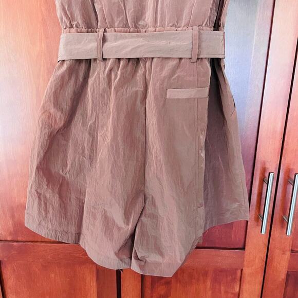 Varley Belle Boxy Playsuit Romper Clove Brown Shimmer Size Medium NEW - Picture 10 of 13